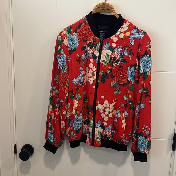 Cynthia Rowley Tops - Cynthia Rowley zip up floral balmer style sweater size small